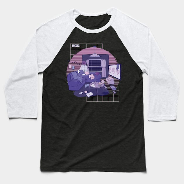 Lofi Vaporwave Room Baseball T-Shirt by NeonOverdrive